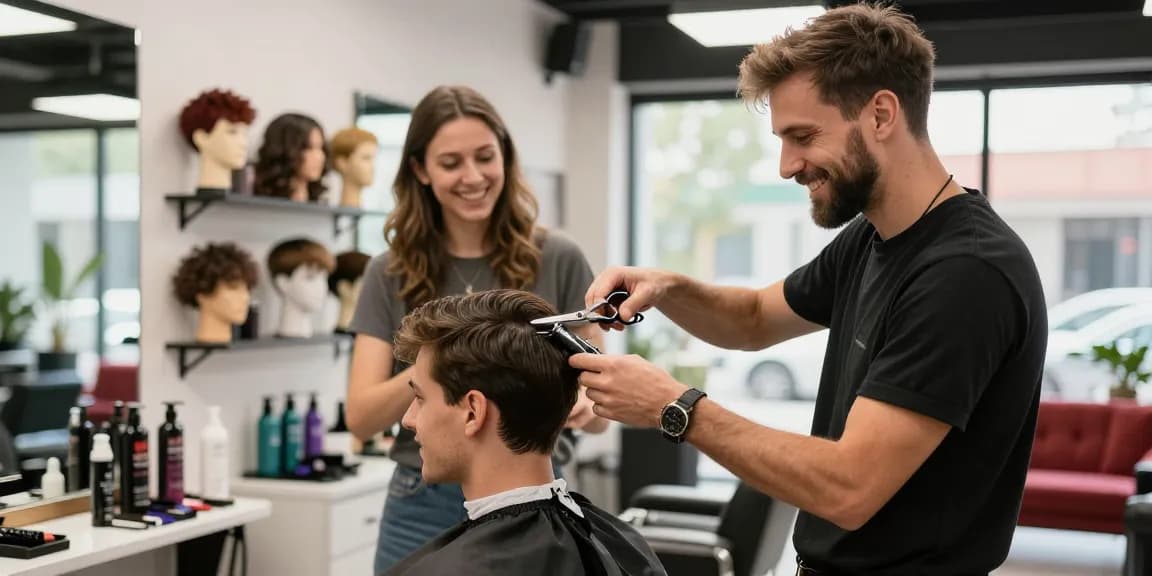 rokok88 login - Professional barber providing stylish haircut in a modern, inviting salon environment
