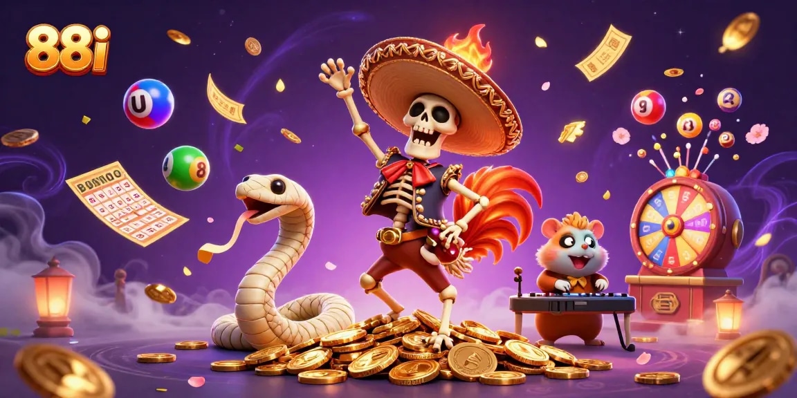 Experience thrilling moments with 88i’s dynamic casino atmosphere, featuring vibrant animated characters and game elements.