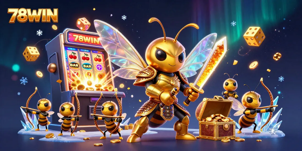 Experience thrilling gambling action with 78WIN featuring a dynamic scene of jackpot chaos and colorful casino elements.