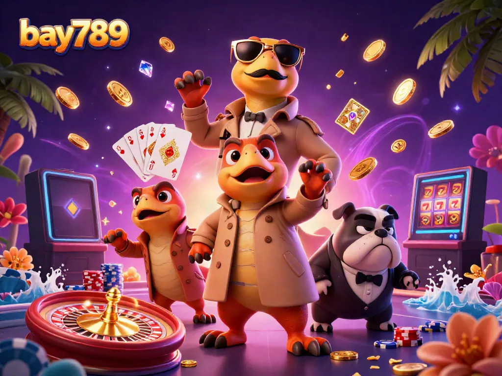 Raptors disguised as a tall person entering a VIP casino lounge, showcasing bay789's vibrant gaming atmosphere.