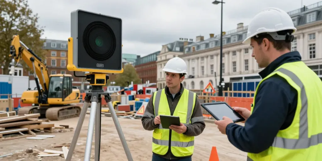 GPR Survey London professional using radar equipment in urban setting.