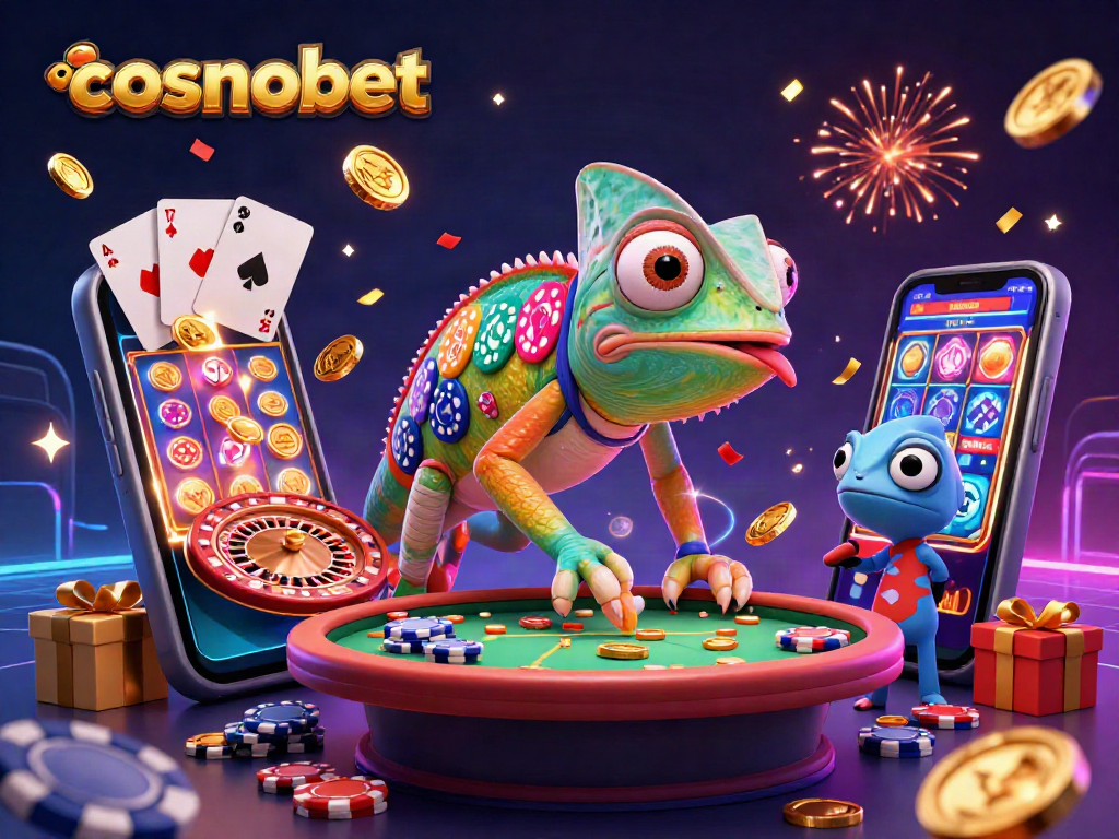 Play and win at Cosmobet casino with a vibrant gaming scene showcasing colorful slots and rewards.