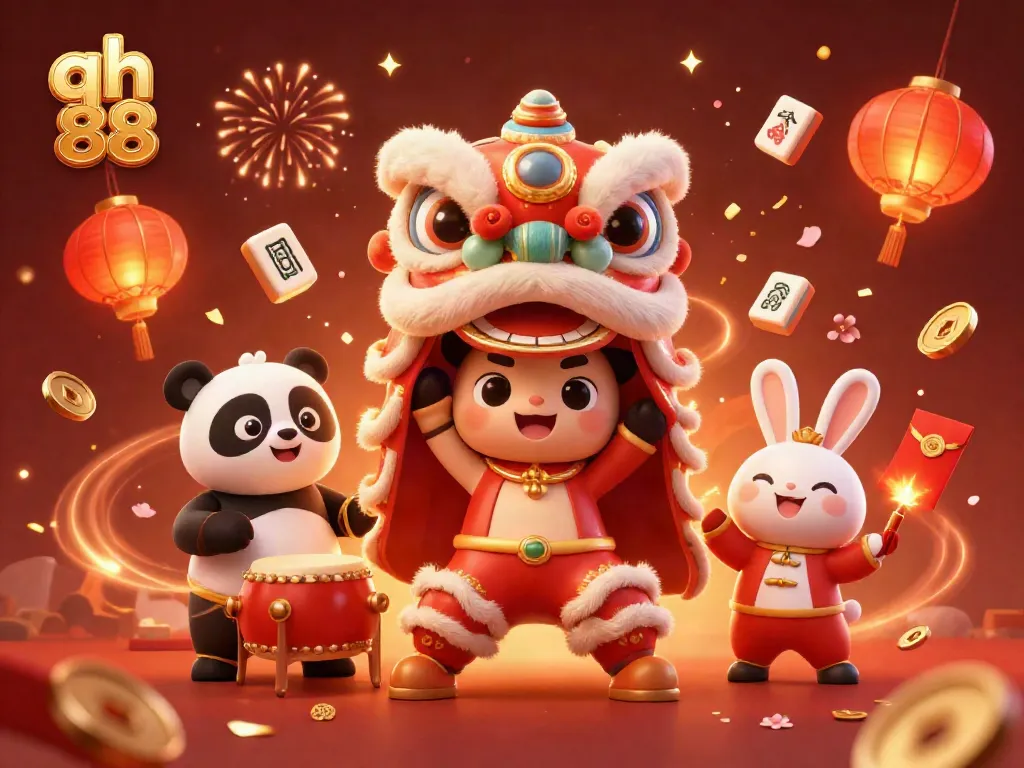 Experience the thrills of qh 88 with an exciting lion dance and vibrant gameplay decorations.