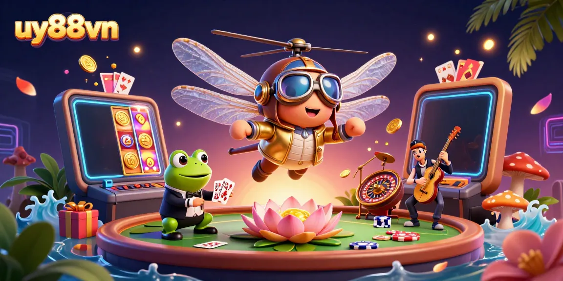 Experience excitement with uy88vn as a dragonfly pilot and a frog dealer in a vibrant casino scene.