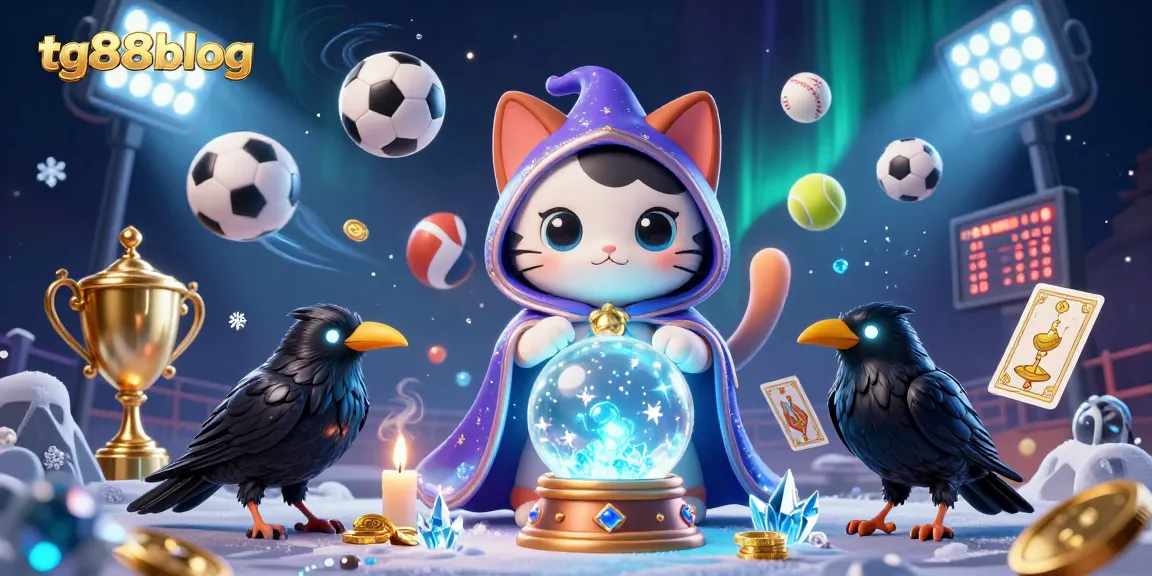 Engage with the tg88blog vibe amidst animated sports theme, depicting mystic characters and casino elements.