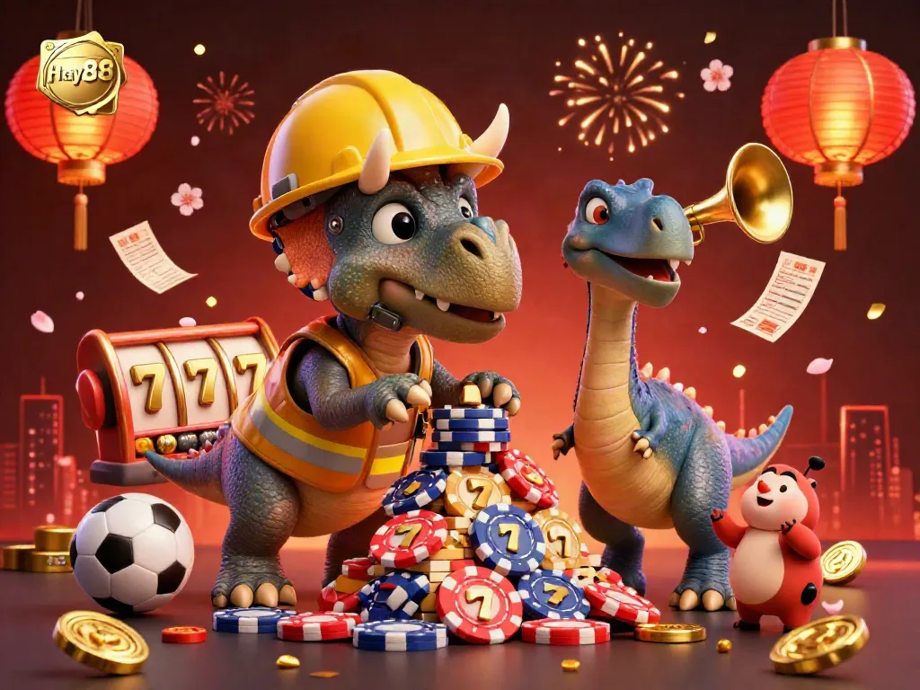 Experience excitement at Hay88 with vibrant gaming elements and animated characters celebrating wins.