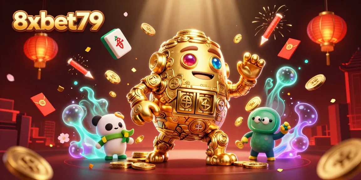 Engage with winning strategies at 8xbet79, showcasing a vibrant casino scene with gold details.