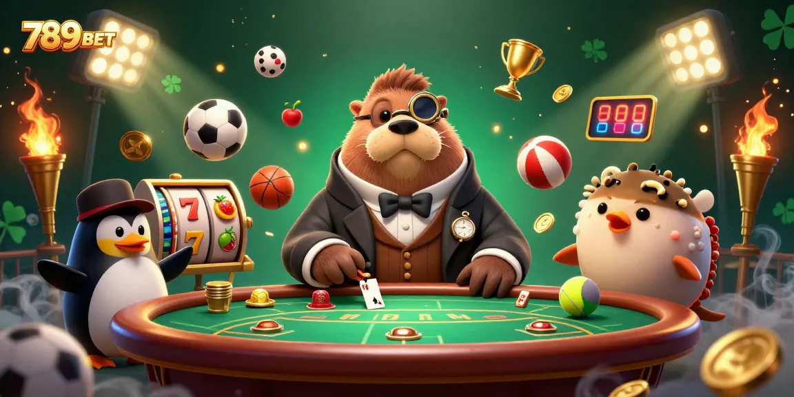 Join the poker game with 789BET as a jolly walrus, elegant dealer, and a bluffing pufferfish.