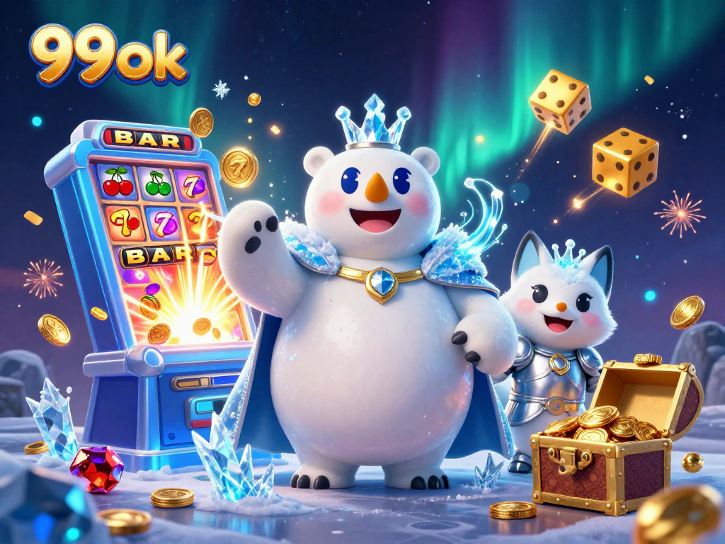 Spin the slots at 99 ok with the ice king and treasures shining bright!