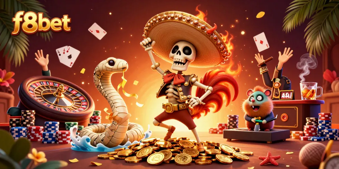 Experience exciting winning moments at f8bet with a vibrant live casino scene featuring colorful characters and rich game elements.