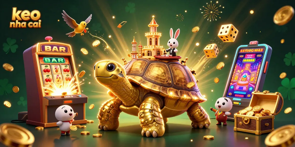 Experience the thrill of keo nha cai with golden tortoise, jackpot slots, and casino magic.