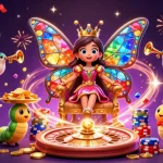 Experience exciting wins at bk8vi with a vibrant 3D casino scene filled with gaming elements.
