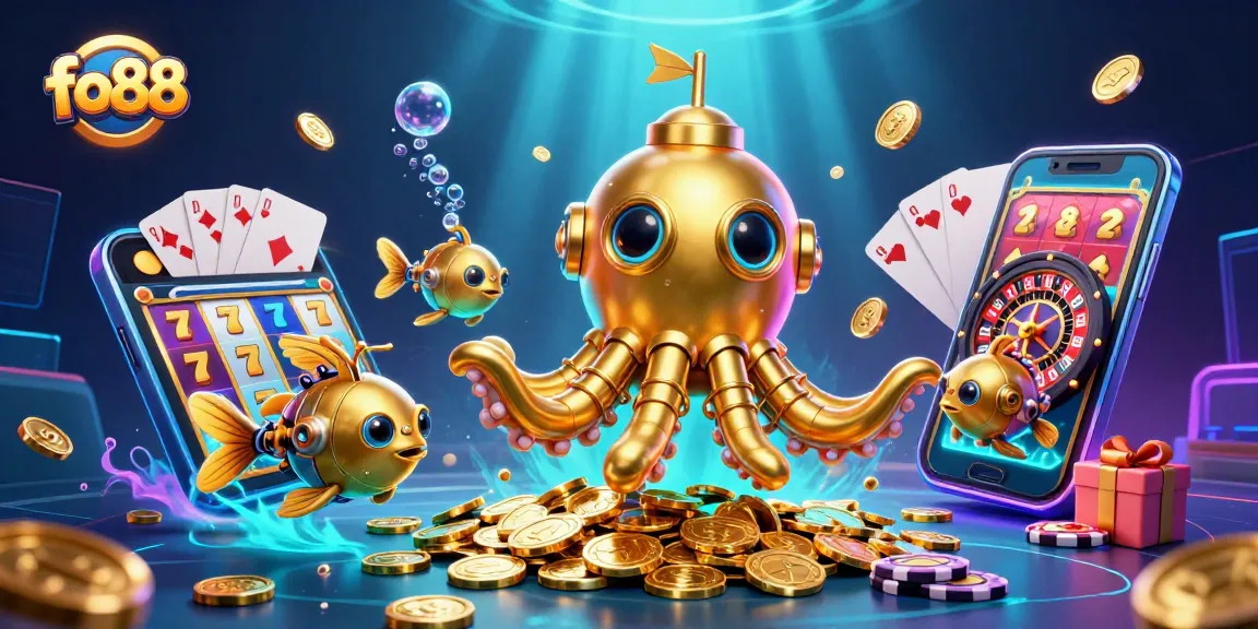 Engage in thrilling slots at fo88 with a golden kraken submarine and dynamic characters swimming through riches.
