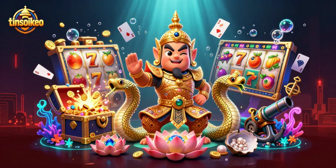 Experience thrilling gameplay at tinsoikeo, featuring vibrant slot reels and golden treasures.
