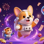 Bongdaso's vibrant space casino scene showcases an astronaut corgi, mission-control hamster, and goldfish amid dynamic game elements.