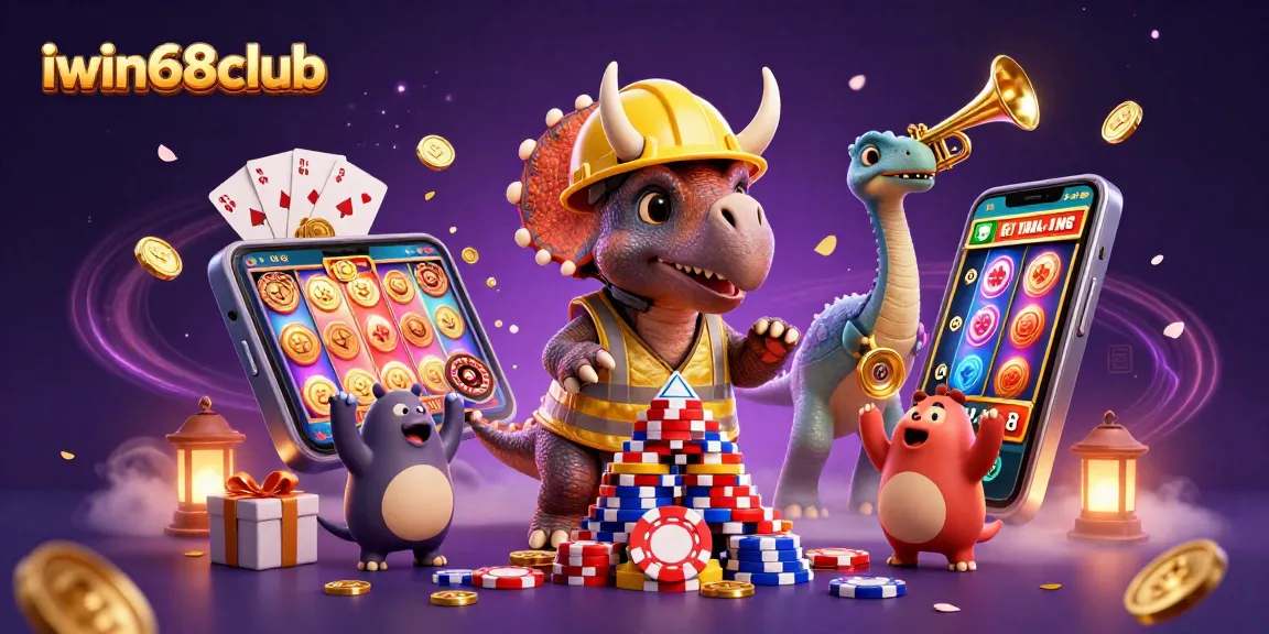 Bet on excitement at iwin68club with this dynamic casino-themed illustration featuring vibrant characters and gaming elements.