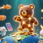 Experience excitement at go 88 with dazzling golden coins and 3D characters in a vibrant casino scene.
