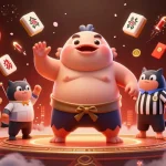 Engage with nhà cái uy tín showcasing a vibrant 3D cartoon scene with a puffed fugu in action.