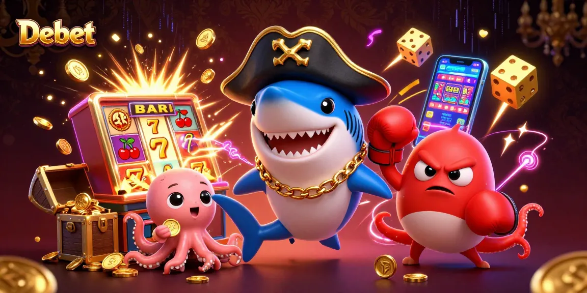 Join the action with Debet as a pirate shark, pufferfish, and octopus celebrate casino wins!