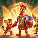 Experience the thrill of credit card casinos with vibrant characters and casino elements in a dynamic setting.
