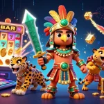 tr88 casino scene with Aztec warriors, slot machine, and golden treasures