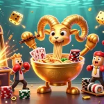 Engage in sbobet login for online betting accompanied by dynamic casino characters and vibrant elements.
