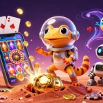 Experience the thrilling adventures of kingjohnnie with vibrant casino treasures in a Martian landscape.