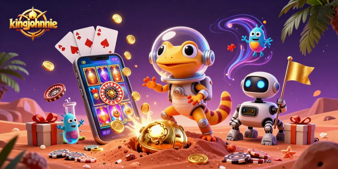 Experience the thrilling adventures of kingjohnnie with vibrant casino treasures in a Martian landscape.