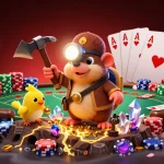 RIKVIP engages players with vibrant 3D casino action featuring a treasure hunter mole amidst poker excitement.