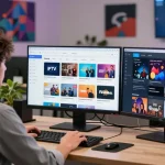 IPTV reseller managing local business services, trusted provider in modern office setting.