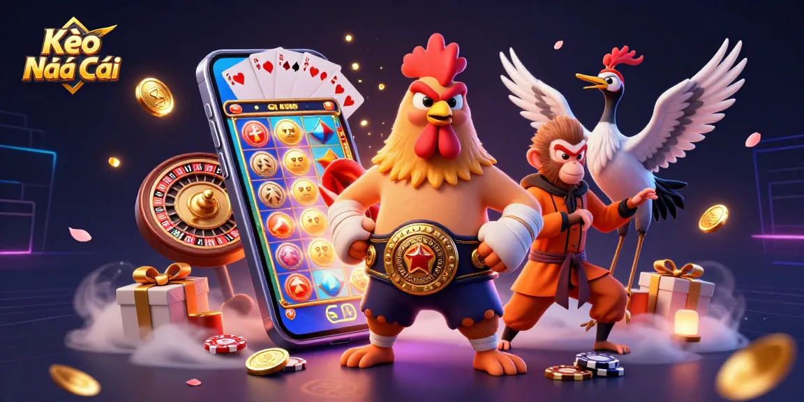 Engage with Kèo Nhà Cái through vibrant 3D illustration showcasing a dynamic betting scene with exciting game elements.